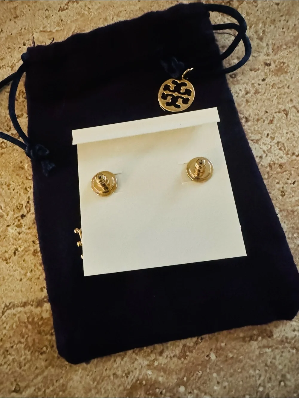 Tory Burch Gold Hexagon Drop Earrings - Black Enamel Accents NWT, DUSTY!!!
